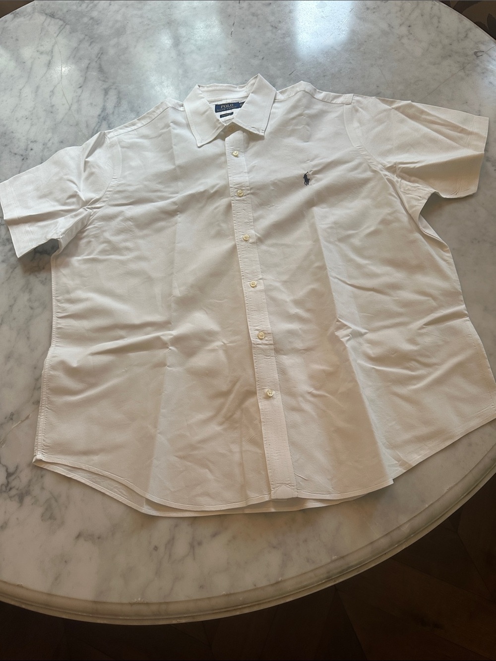 Polo Ralph Lauren, White Button Down Short Sleeve. XXL